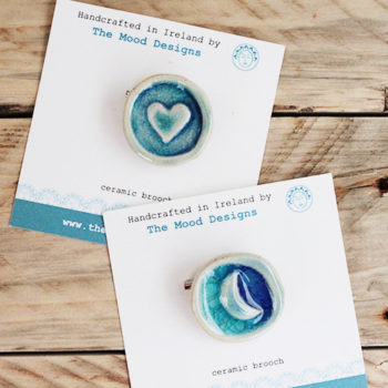 Ceramic Brooch - Shamrock - Blue The Mood Designs
